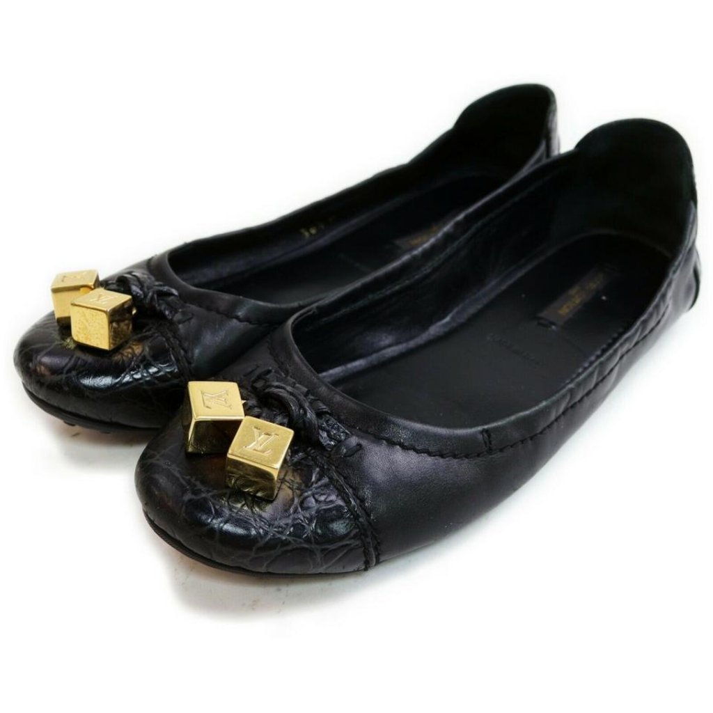 Louis Vuitton Size 36.5 Womens Black Leather Gold